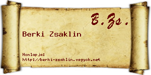 Berki Zsaklin névjegykártya